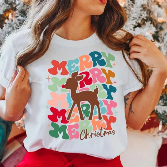 Tops - Merry Christmas Shirt, Cute Christmas Shirt, Christmas Gift